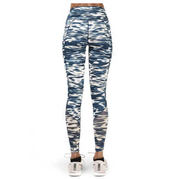 SWEATY BETTY Super Sculpt Mesh Yoga Leggings In Stellar Blue Water Print XS - Picture 1 of 8